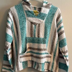 Striped Teal and Brown Women's Sweater iguana Jack size small